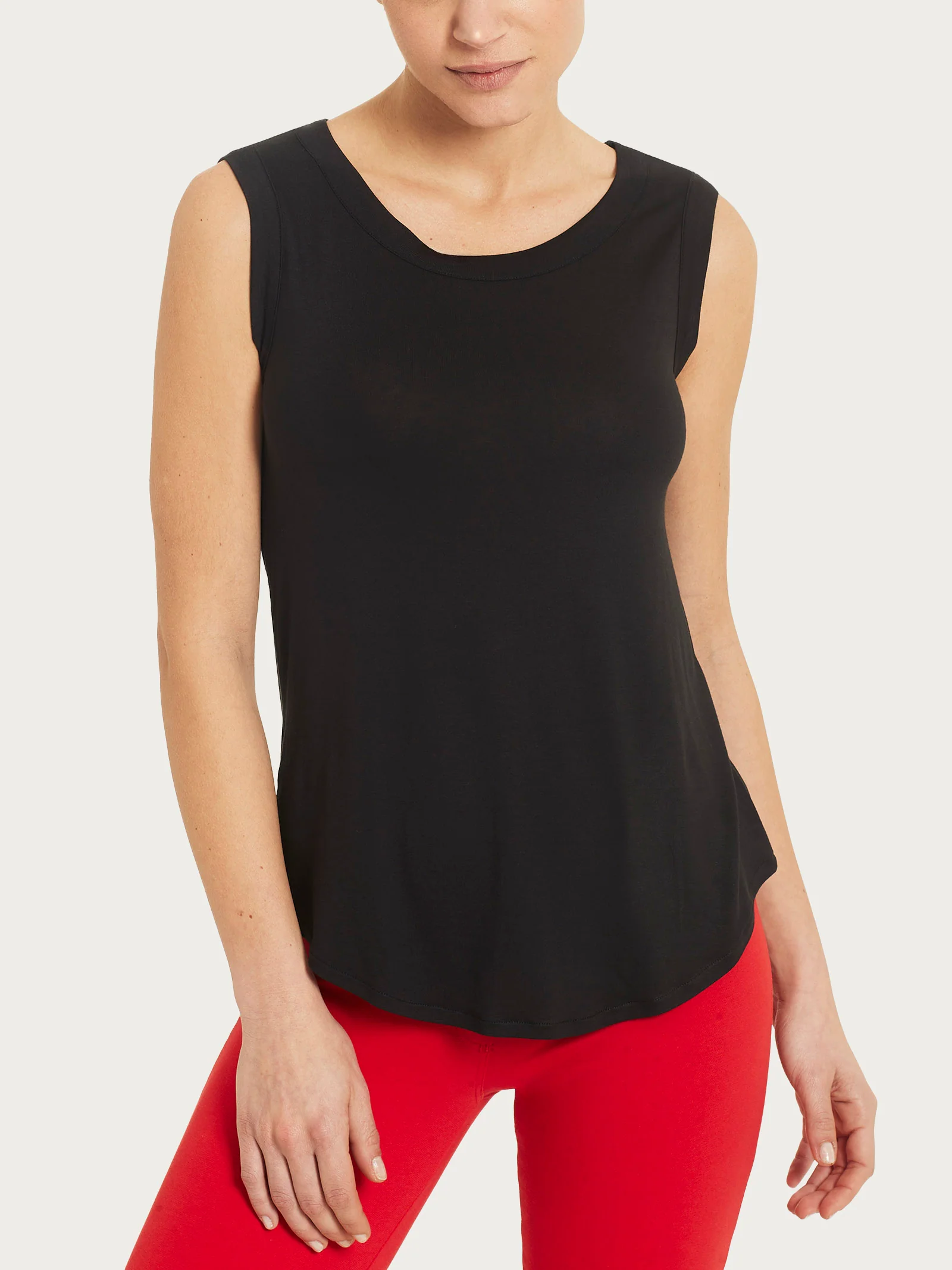 Top a spalla larga in Viscosa Summer - Nero - Image 4