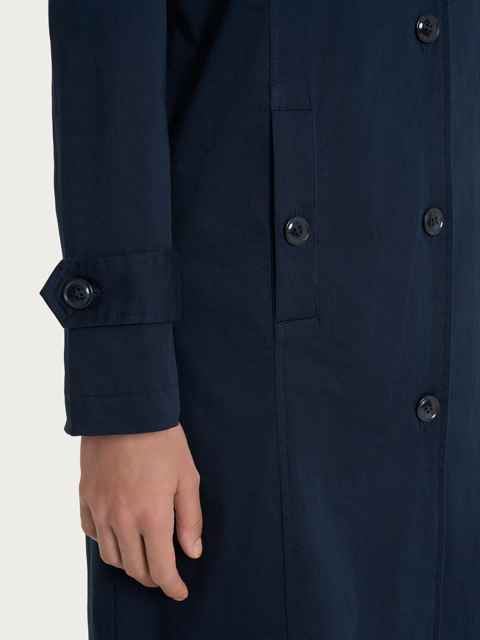 Trench lungo in Satin Power WR - Bleu - Image 3